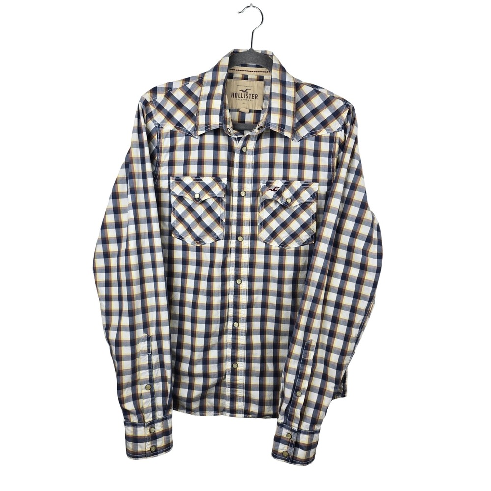 Vintage Hollister Western Shirt Mens Large Plaid Pearl Snap Cowboy Rugged 90s